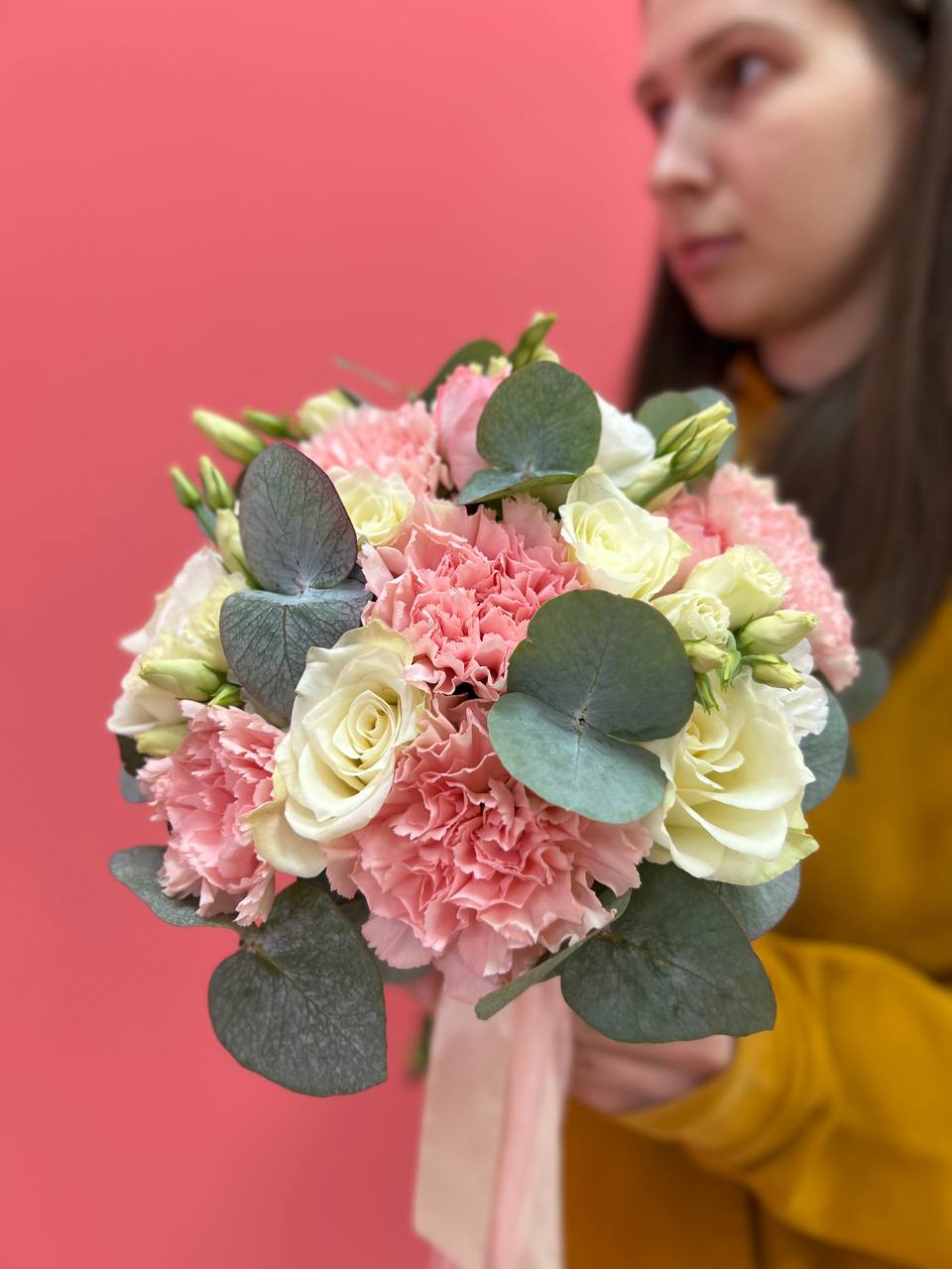 Свадебный букет/ Букет невесты с розами и диантусами